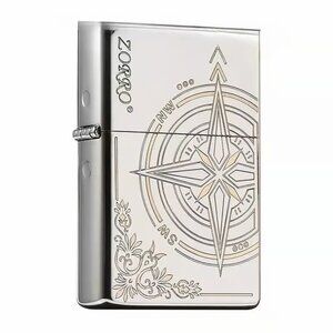 ZORRO White Nickel Carving Lighters Love Compass Windproof Lighters
